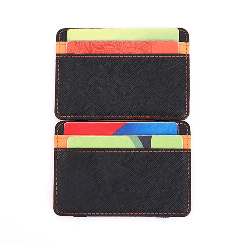 Thin PU Leather Women Men Magic Wallets Mini Short Business Credit Card Holder - Bild 3 von 4