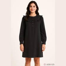 Old Navy Charcoal Black Ruffle Dress Medium 100% Lyocell Boho Chic Cottagecore