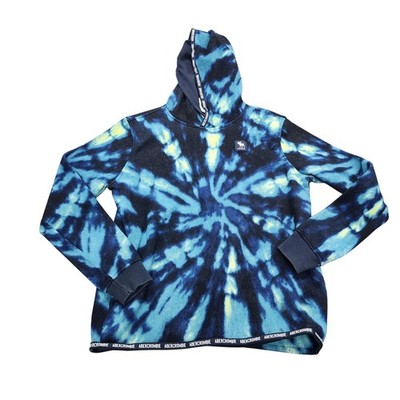 Abercrombie Kids Hoodie Youth 15/16 Blue Tie Dye Pullover Fleece Logo Sweatshirt