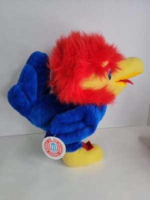 12'' University Of Kanasas Jayhawk Plush Mascot Stuffed Doll Toy Factory KU
