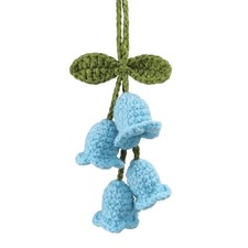 HFZRZFH Rearview Mirror Hanging Accessories - Crochet Flowers Blue Car Hanging O