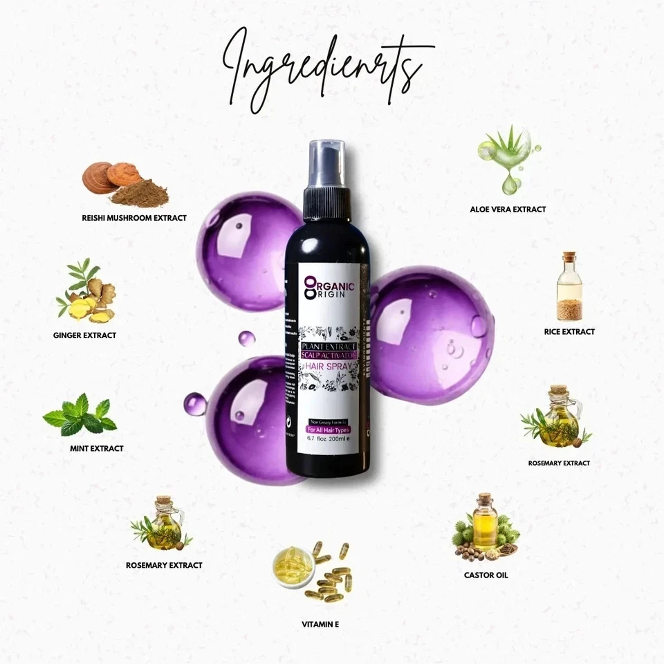 Hair Spray Organic Heat protection natural anti fungal frizz add volume strength - Image 4 of 4