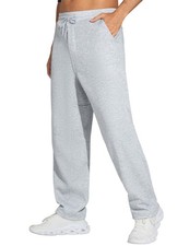 Men's Baggy Sweatpants Fleece Drawstring Straight Leg Open Bottom Workout Pan...