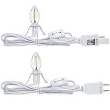 2 Pieces Accessory Cord with One LED Light Bulb Lamp Kit, 6Ft Christmas Village