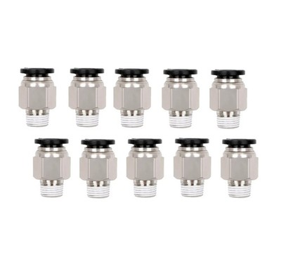 Male Straight  3/8'' Tube OD x 1/8'' NPT Thread Push to Connect Tube Fitting 10Pcs