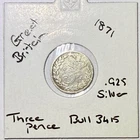 1871 Victoria Threepence — photo from another recent sale