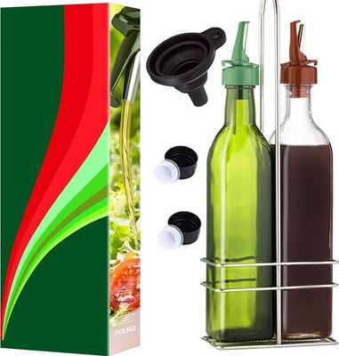 Vinegar and Olive Oil Bottle Drizzler Set with ClickSeal BPA Pour Spouts | Gl...