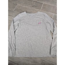 Vineyard Vines Women Gray Long Sleeve Whale Skiing Graphic T Shirt Medium Winter