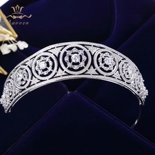 Princess Silver Cubic Zircon Bridal Tiaras Crowns Crystal Wedding Hair Accessory