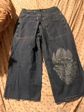Tiki JNCO Jeans White Skull Dragon 36x32