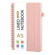 Lined Spiral Journal Notebook for Women, 100 GSM, 160 Pages, A5 5.7" x Pink