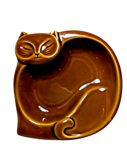 Vntage Ceramic Cat Trinket Tray or Dish Made in Japan 9x6x2