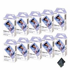 Fujifilm Instax Mini Soft Lavender Film, 100 Exposures w/ Cleaning Cloth