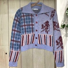 ZARA Floral Jacquard Knit Cardigan Good Condition S