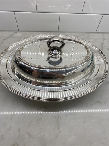 Sheffield Silver Plate Oval Vegetable Serving Bowl w/ Lid & Handle 04231 - Picture 3 of 6