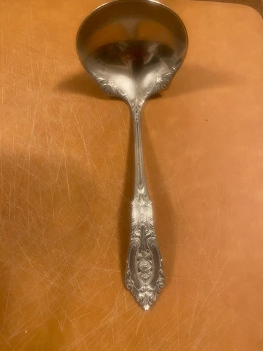 Wallace Sterling Silver Rose Point Solid Gravy Ladle