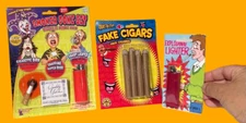 SMOKER JOKE SET 4 Fake Cigars Squirting Bang Lighter Cigarette Burn Prank Gift