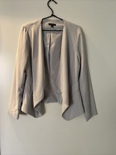 Ladies Will Smith M Grey Fly Away Front Long Sleeve Lined Blazer Nwot