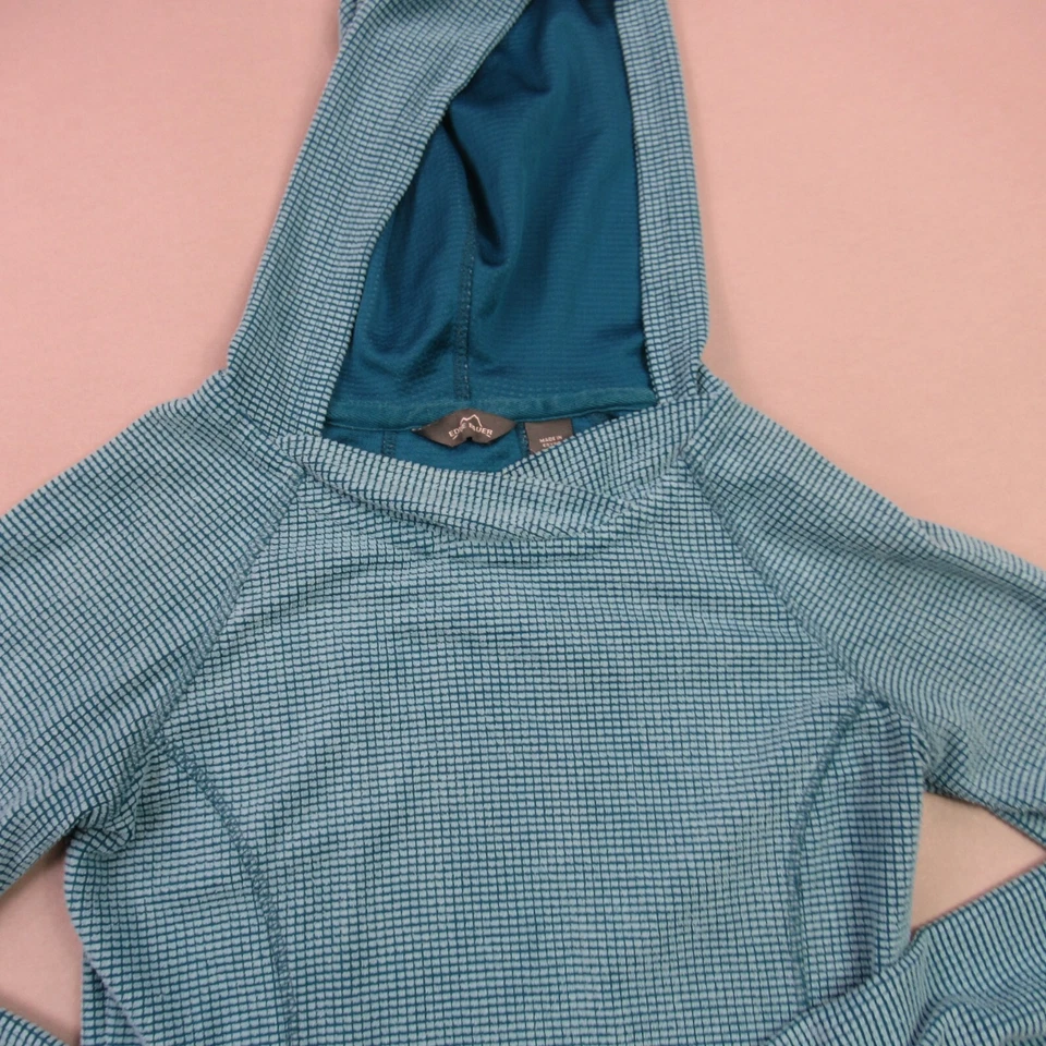 Pulôver Eddie Bauer com capuz feminino pequeno manga longa azul com capuz - Imagem 3 de 4