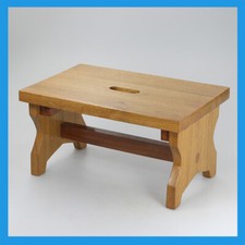 vintage traditional country style brown Solid Wooden Stool Footstool Ottoman 70s