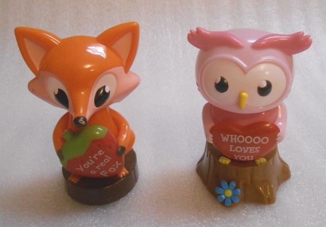 New Sealed Solar Powered Valentine Fox and Owl Decoration ...