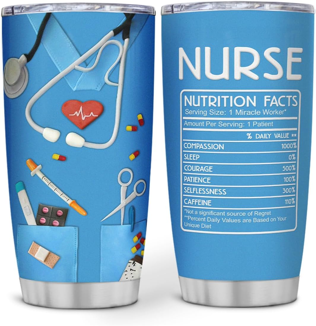 Nurse Gifts Nutrition Facts Tumbler Stainless Steel Double Vacuum Insulated Trav