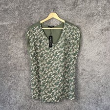 Papermoon Shirt Womens Small Green Floral Sleeveless V-Neck  Stitch Fix Top