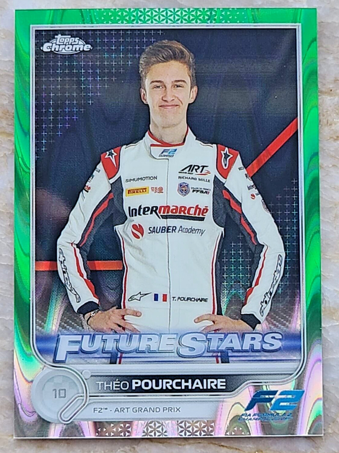 2022 Topps Chrome Formula 1 F1 Theo Pourchaire #86 Green Raywave /99