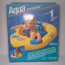 Vtg Aqua Original Swim School Level 1 Deluxe Baby Boat Float Yellow 6-18 M