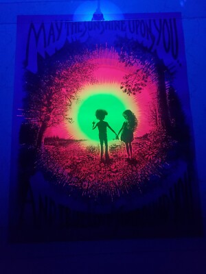 Vintage May the Sun Shine upon you Purple Sunshine  blacklight Poster 1971 NOS