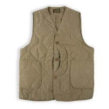 Vintage Men's Winter Quilted Liner Vest Amekaji Cotton Padded Hunting Waistcoat