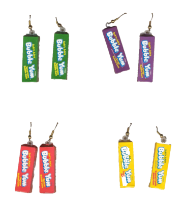 1-Pair BUBBLE GUM Funky EARRINGS Punk Novelty Candy Food Charm