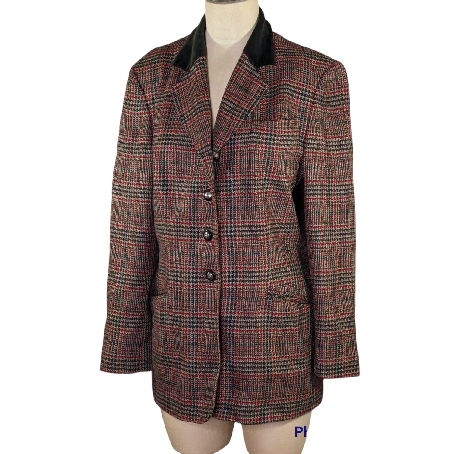 Pendleton Multicolor Plaid Wool Blend Blazer W/ V… - image 1