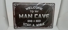 WELCOME TO MY MANCAVE RETRO METAL SIGN DECORATIVE WALL ART NEW IN PACKAGE 
