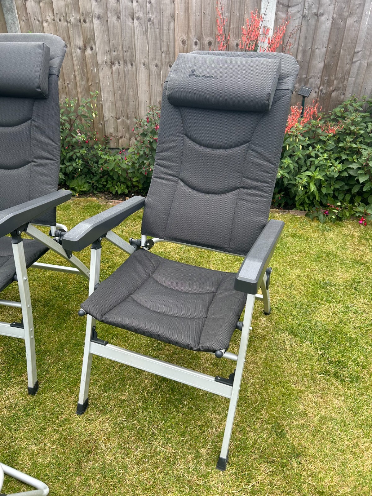 Isabella Folding Caravan Chairs with footrest Dark Grey eBay