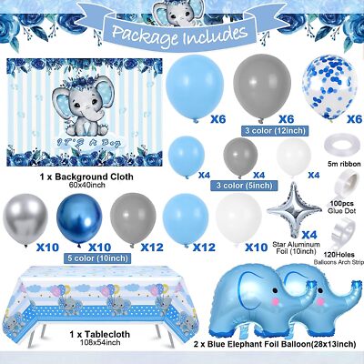 3 Décorations Suspendues Baby Shower éléphant Bleu – Spirales Aluminium Scintillant – 66 Cm – Paquet – Décoration Fête Prénatale