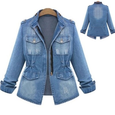 Damen Frauen Denim Oversize Jeans Jacken Kette Tasche Mäntel Plus Größe 6 8-22
