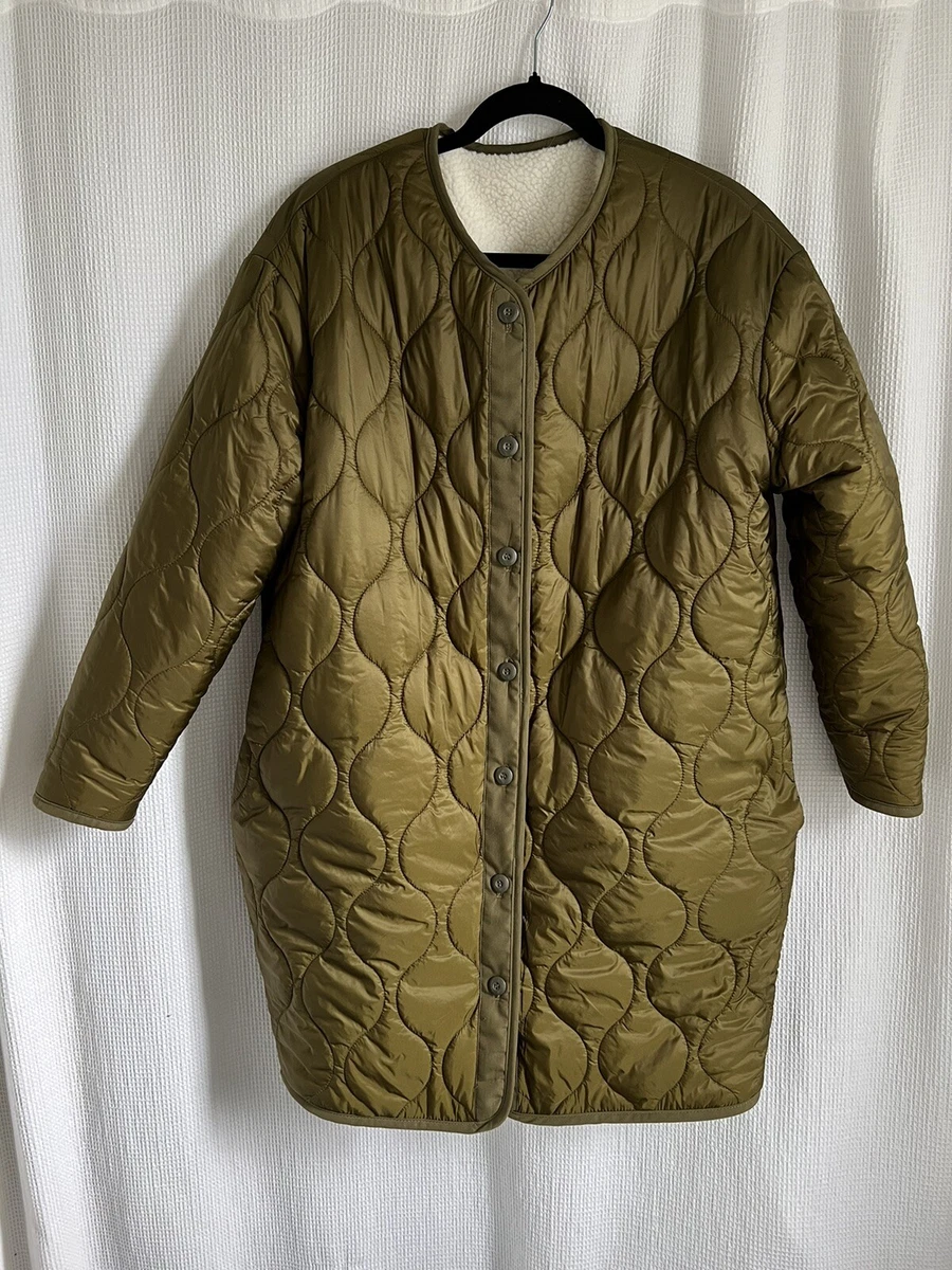 NEW Mother Denim Sherpa Cocoon Reversible Military Liner Coat