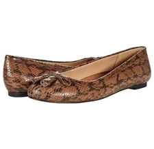 Walking Cradles Women's 6.5 Bethany Flats Ballet Slip-On Shoes Black/Brown Snake