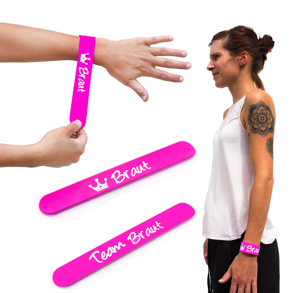 OBLIQUE UNIQUE Braut oder Team Braut Schnapparmband Klatscharmband wählbar JGA Hochzeit