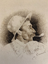 Ottorino CARACCIOLO (1855-1880) L'Uomo Con Il Cappello E La Pipa 1877 Italia