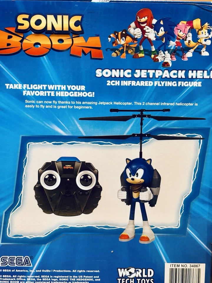 Sonic The Hedgehog Remote Control Boom Jetpack Helicopter Flying Figure 12” NIB - Image 3 of 4