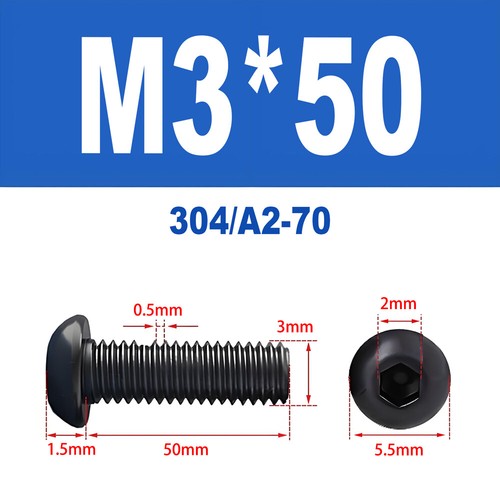 Schwarze Innensechskant Linsenkopfschrauben A2 V2A Edelstahl ISO 7380 M2 - M10 - Bild 37 von 121