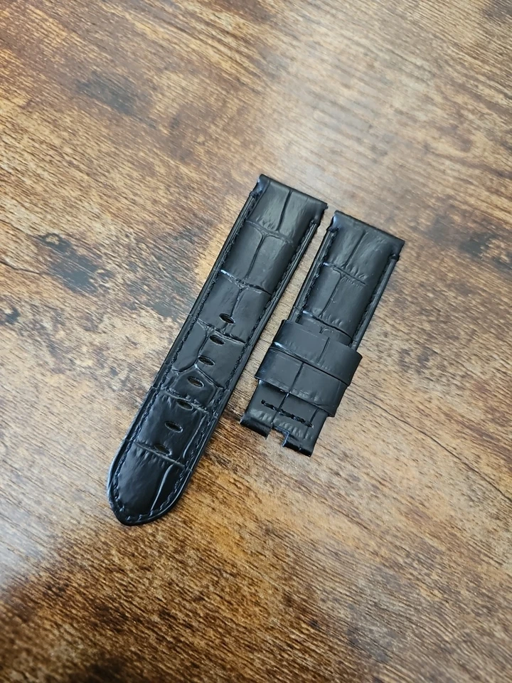 Panerai Watch 24mm OEM Black Alligator Strap for 22mm Deployment Buckle MX001LBN - Image 3 of 4