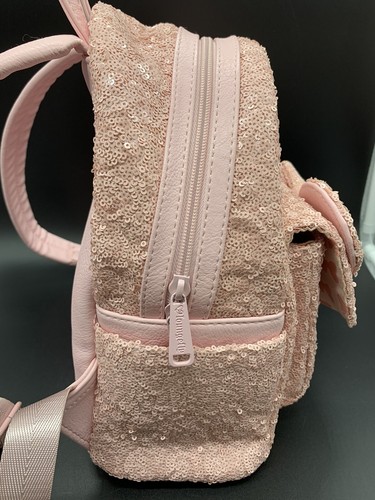 Disney Loungefly Millennial Pink Sequins Mini Backpack- Original Logo Rare HTF - Picture 5 of 17