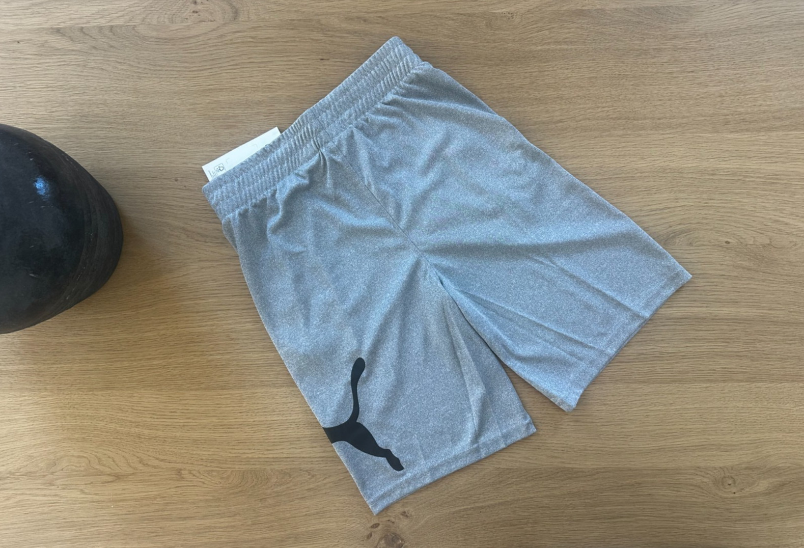 PUMA NWT Boys' Core Essential Athletic Shorts - M (10/12) - Heather Grey w/Blk thumbnail 2