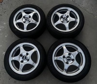 Mitsubishi Enkei OZ Racing Wheels   Set of 4   15x6 +46 4x114.3 Chrome  Restored