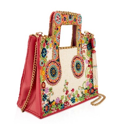 Mary Frances Play with Me Beaded Music Note Top Handle Multi Color Bag