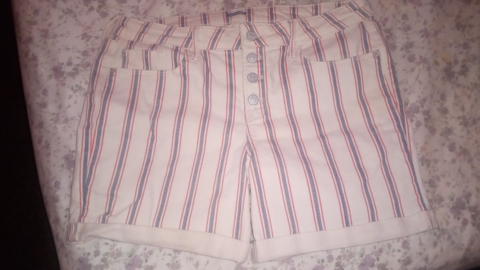 NEW Old Navy Red White Blue Striped Denim Jean Shorts 5