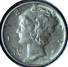 1943 P MERCURY DIME - 90% SILVER - 17.9 mm - 2.50 g - HIGHER GRADE - DM 125